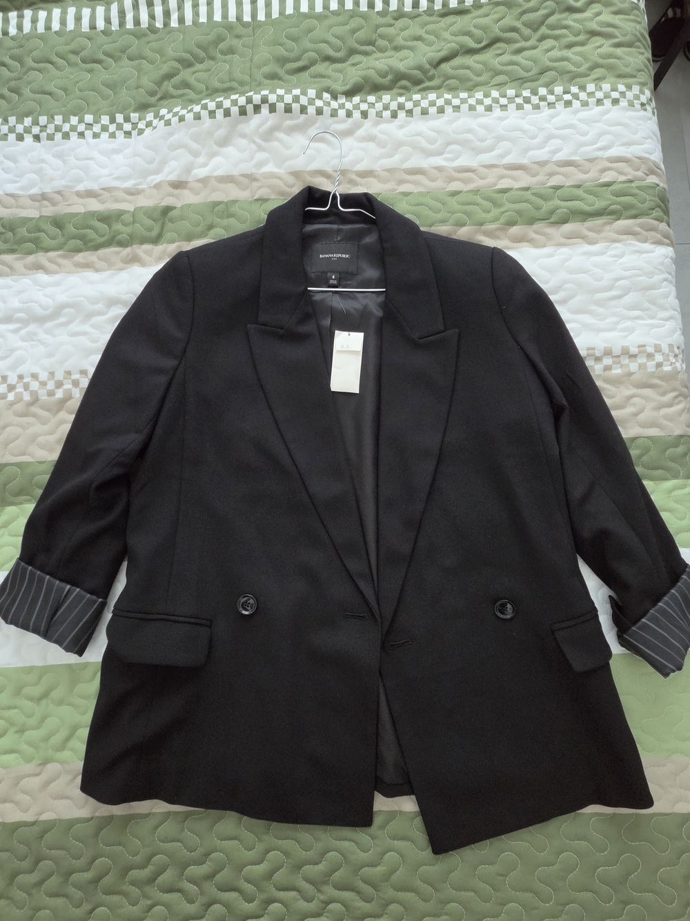 Banana Republic Black Double-Breasted Oversized Boyfriend Blazer